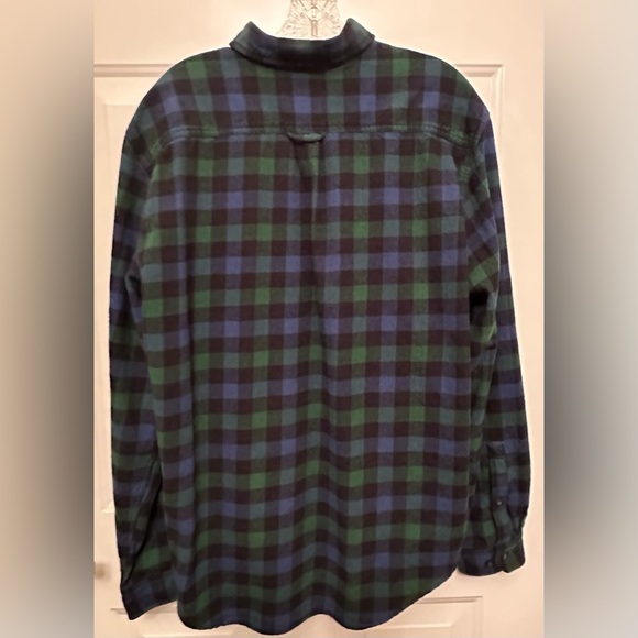 Eddie Bauer Men’s XL Flannel Shirt Blue Green Plaid-Like New - Picture 6 of 8